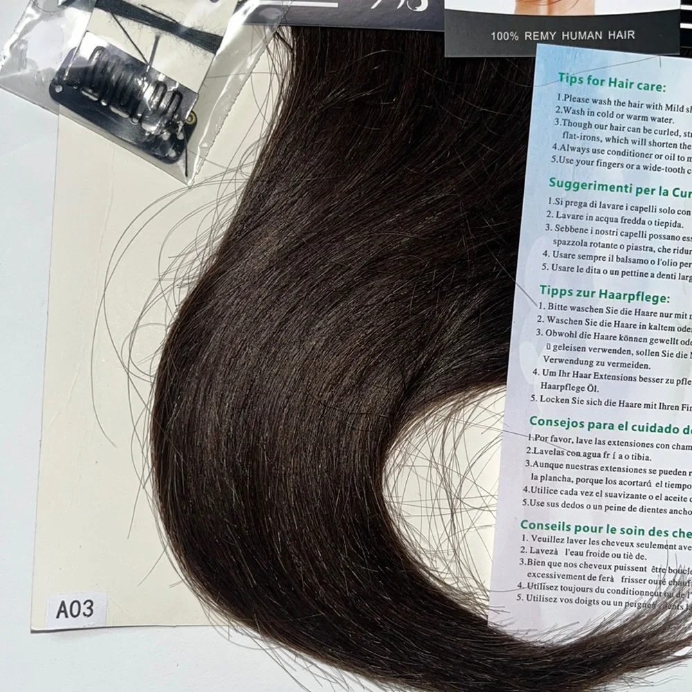 S-noilite Clip-In 100% Real Remy Human Hair Extensions One Piece Weft Clip Brown - Picture 10 of 10